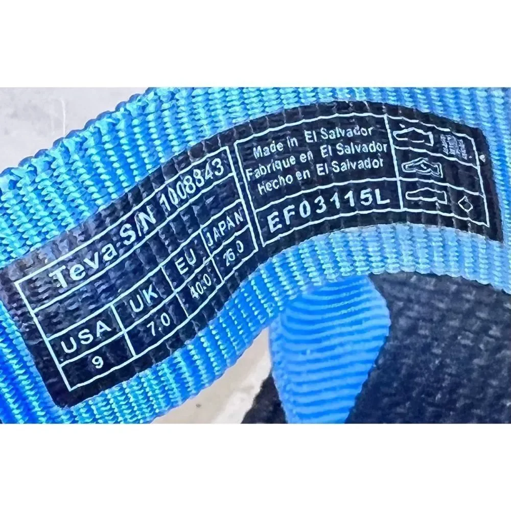 Teva Universal Flatform Sandal Blue Black White Unisex Outdoor Waterproof Size 9